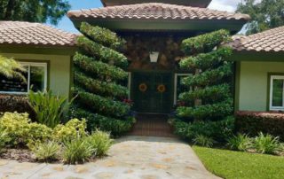Landscaped Tampa home with lawn and planting beds